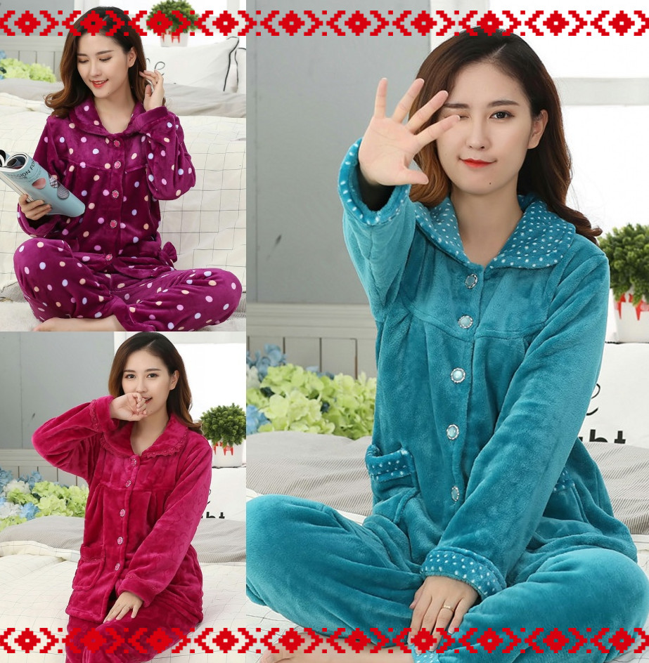 Middle aged mid-aged parents-in-law Autumn Sleeping Clothes Woman Suit Cute Korean version pure cotton spit full cotton long sleeve SY