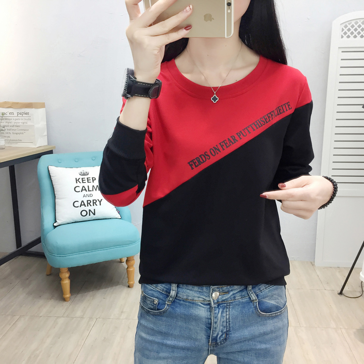 Suitable for short and fat children 150 155CM small spring petite tall women's long-sleeved thick cotton T-shirt