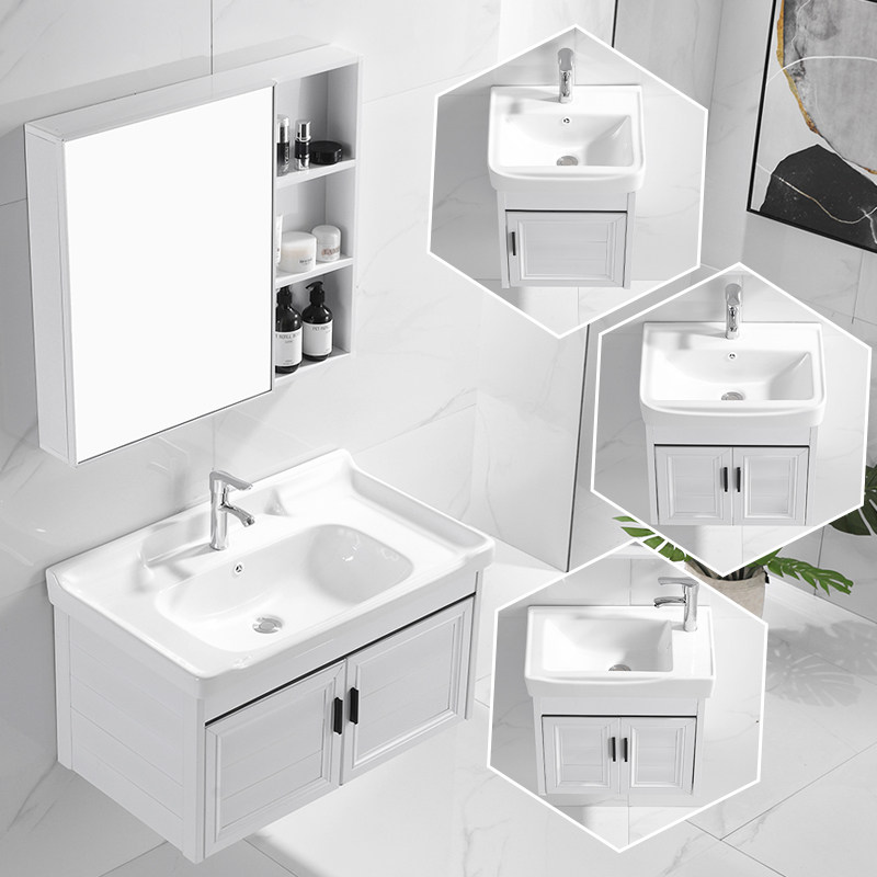 Nordic wash basin integrated space aluminum bathroom cabinet washbasin cabinet combination modern minimalist powder room washbasin pool