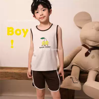 Little black truce spring and summer boys Modal cotton home clothing underwear underwear pajamas vest set