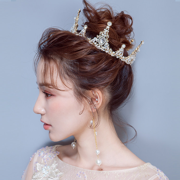 Bridal headwear Atmosphere Princess Crown Birthday Comeback Egoo-style Sendai Baroque Wang Wedding Ornaments Woman