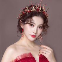 Crown toast dress headdress bride Chinese style atmosphere forest department Xianmei 2020 new red wedding dress wedding hair accessories female
