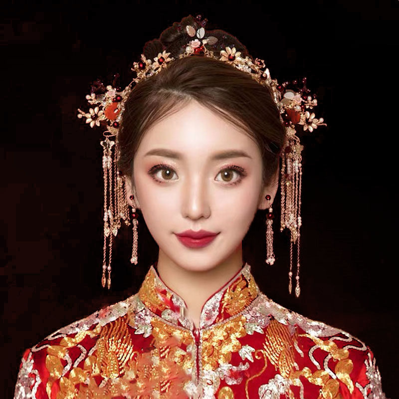 Xiuhe headdress bride Chinese style atmosphere Phoenix crown Xiuhe clothing Step shake toast clothing products Wedding wedding hair accessories female