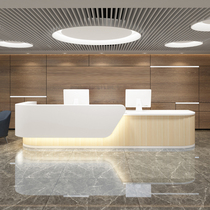 Brief Arc Company Roast Lacquer Foreground Wood Grain Education Training Institution Hotel Beauty Salon Collection Silver Table Reception Desk