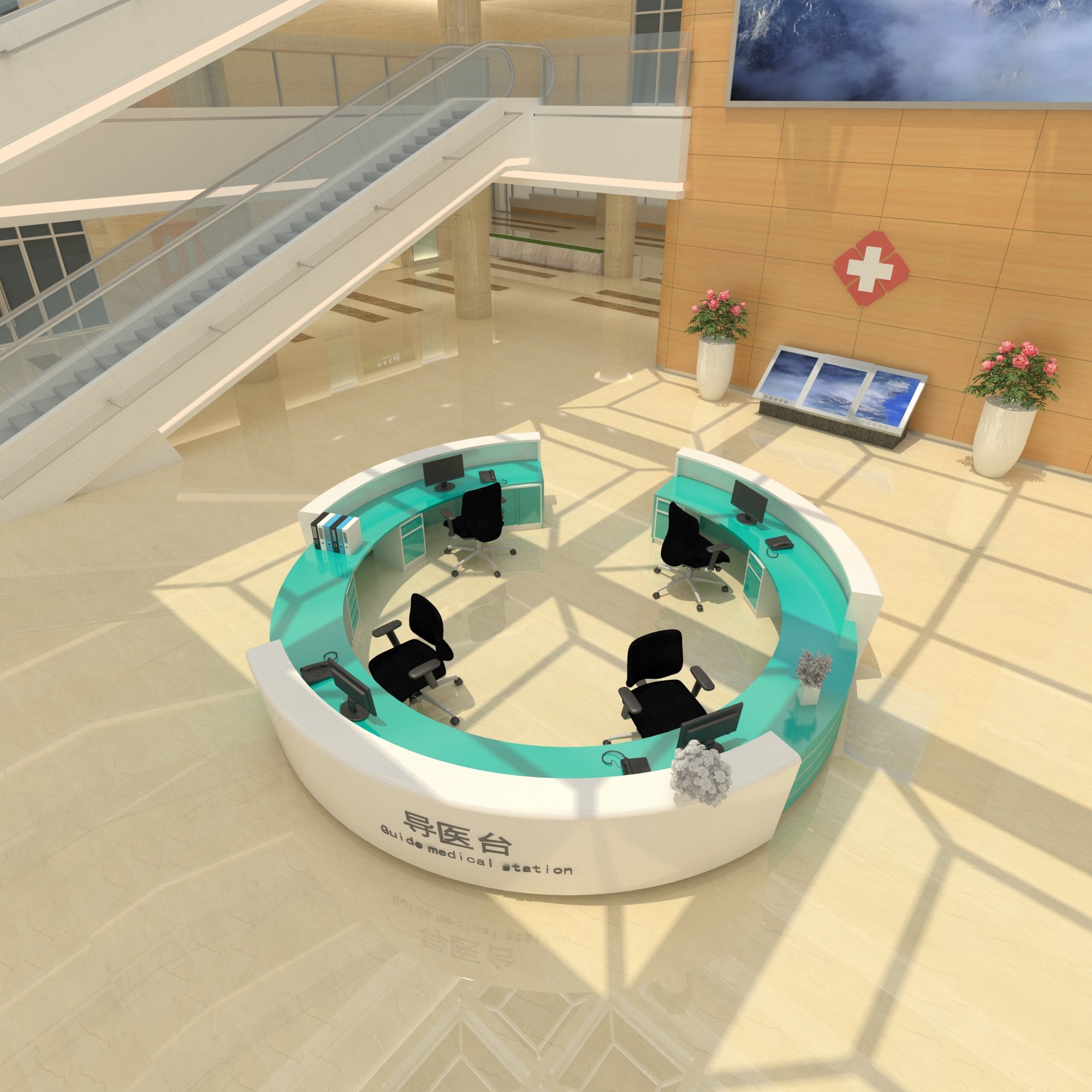 Customized round paint hospital front desk hall guide doctor desk triage desk consultation guide nurse station workbench