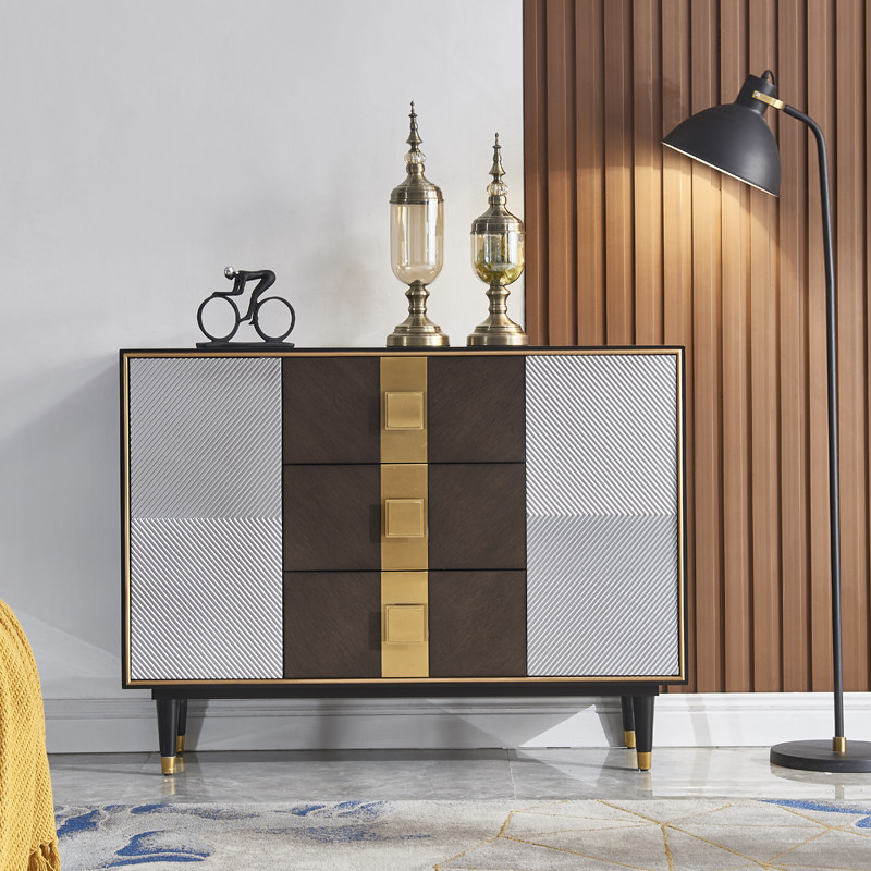 American Dining Side Cabinet Tea Water Cabinet Rear Modern Simple Solid Wood Triple Cupboards Living-room Door Hall Hall Closed Cabinet Lockers Whole Dress-Taobao