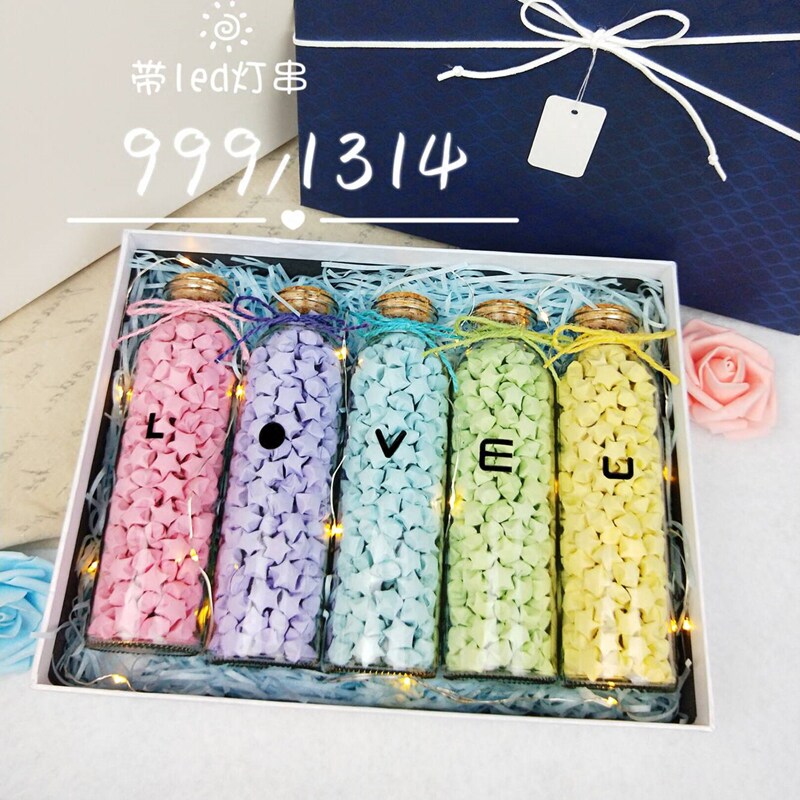 Wishing bottle star origami glass bottle canned creative diy handmade empty bottle 1314 pieces containing love gifts
