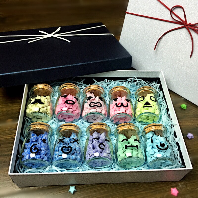 Star bottle glass bottle creative expression 520 origami lucky star cork wishing bottle Tanabata birthday gift