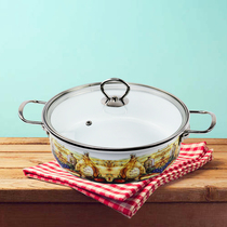 Export enamel soup pot enamel pot non-stick pot hot pot soup cooking flat induction cooker general Nordic oil painting 26cm