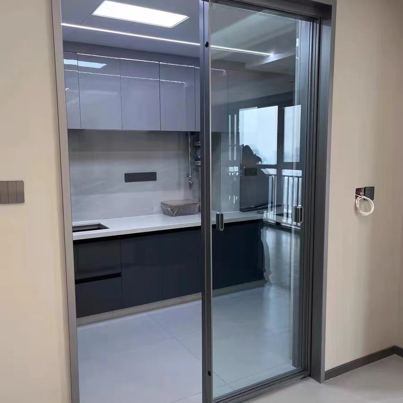 Chengdu Glass Door Kitchen Door Titanium Magnesium Aluminum Alloy Kitchen Sliding Door with Ultra-Narrow Track Modern Minimalist Kitchen and Bathroom Door