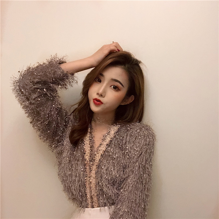 Real-price retro fringed wool cardigan jacket in autumn and winter