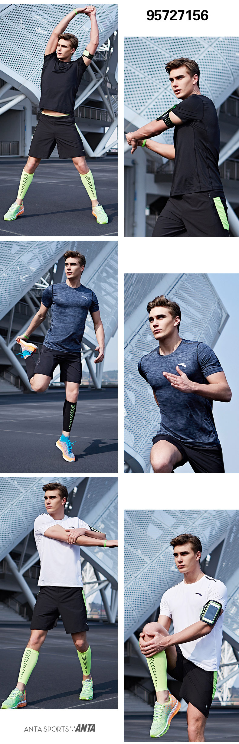 Anta thể thao phù hợp với nam giới thường thể thao mùa hè thoáng khí mùa hè phần mỏng ngắn tay T-Shirt quần short hai mảnh nam quần áo quần đùi thể thao