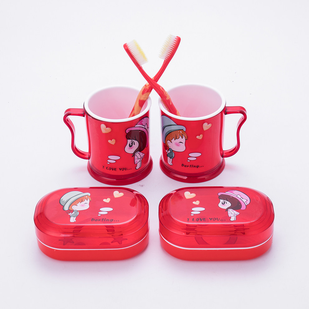 Tooth Cup Wedding Creative Toothbrushing Cup Lovers Toothbrush Cups Suit A Pair Of Gargling Cups Red Plastic Tooth Cylinder mouth Cup