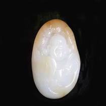 Hetian Jade Maitreya Buddha pendant pendant brown sugar white meat natural jade atmosphere Lady pendant Jade