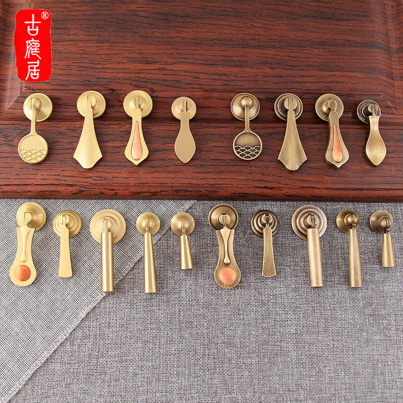 New Chinese cabinet handle new drawer cabinet door pure copper overall cabinet jewelry box handle golden pendant full copper handle