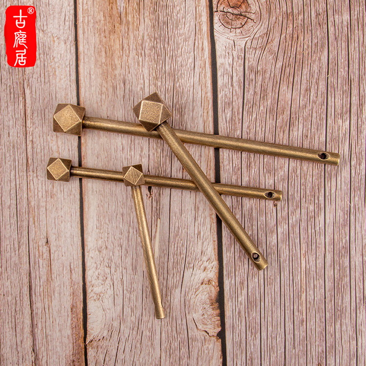 Ming and Qing furniture accessories pure copper antique cabinet door latch lock door buckle door nose cabinet old-fashioned small black clip surface mounted latch stick