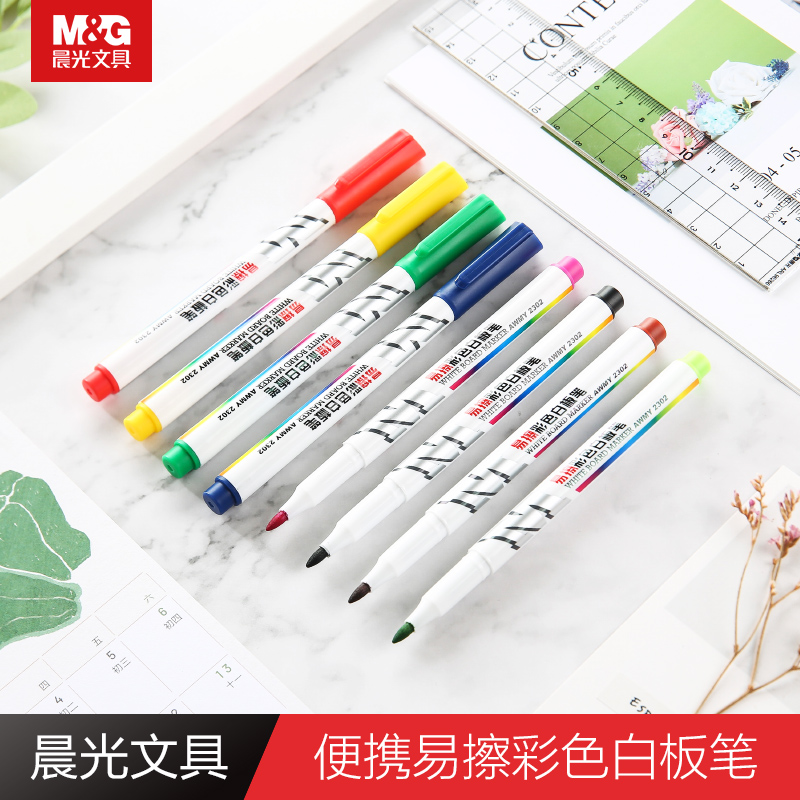 M&G Stationery Mifi Series Color Whiteboard Pen 8 Color Single Head Easy To Wipe 12 Color Round Pen Holder Marker Pen Students Use Marker Painting Graffiti Teacher Lecture Blackboard Pen Affordable Outfit