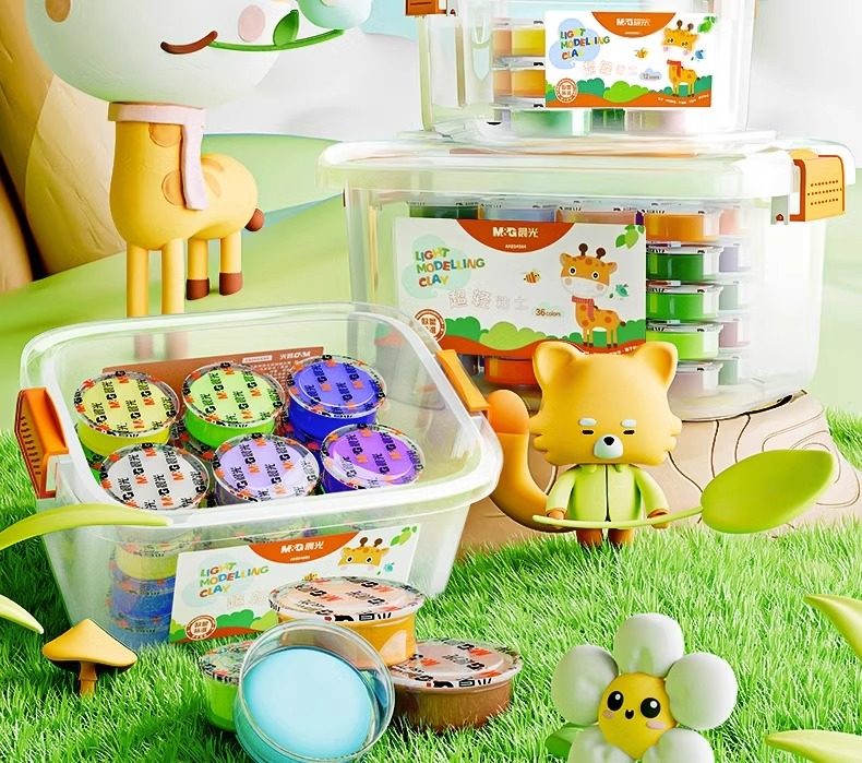 【中国直邮】 晨光文具 晨光   超轻粘土 儿童无毒彩泥橡皮泥     手工益智玩具    24色抗菌黏土袋装(送工具刀)