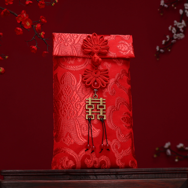 Wedding creative 10,000 yuan red packet bag high-grade brocade embroidery change mouth big red packet fabric yili is a wedding celebration supplies