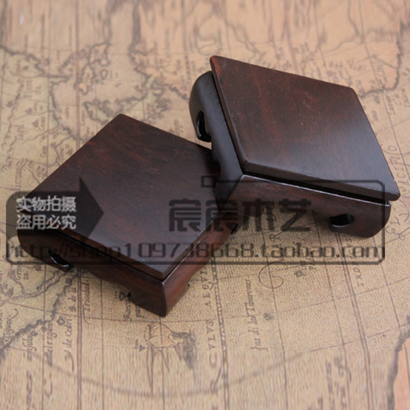 Mahogany crafts ornaments base Qishi jade bottom tray Wood carving ornaments Solid wood square seat