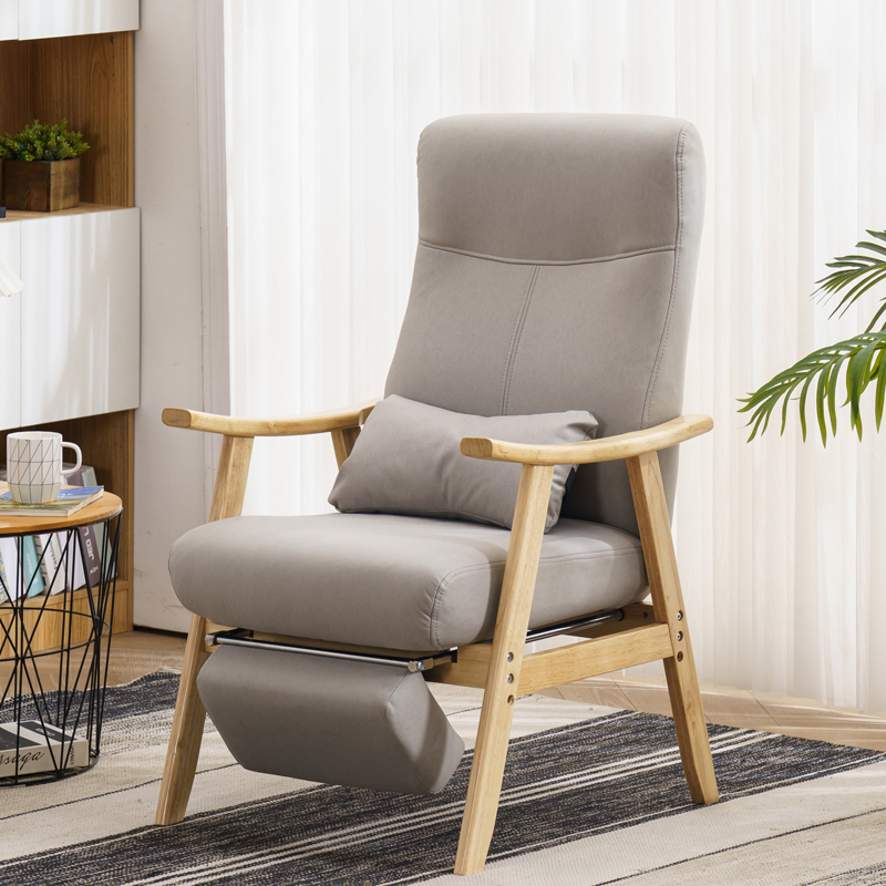 Solid Wood Modern Reclining Single Sofa Chair for the Elderly, Suitable for Napping, Balcony Leisure Chair, Living Room, Bedroom, Small Apartment Recliner