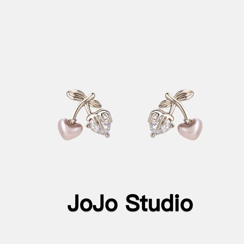 Jojo.S【Coffee Cherry】2026 Spring/Summer Coffee Gold Light Luxury Niche Cherry Earrings Gift for Best Friends