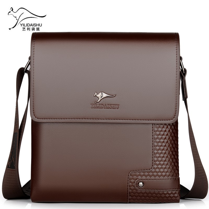 Eriez Kangaroo Leather Men's Bag Shoulder Bag Messenger Bag Casual Fashion Men's Bag Leather Business Bag Briefcase