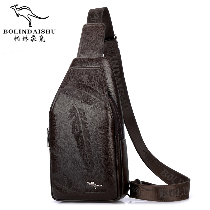 Berlin Kangaroo Soft Leather Chest Bag Men's Casual Men's One Shoulder Messenger Bag Men's Bag Korean Style Chest Backpack - Taobao