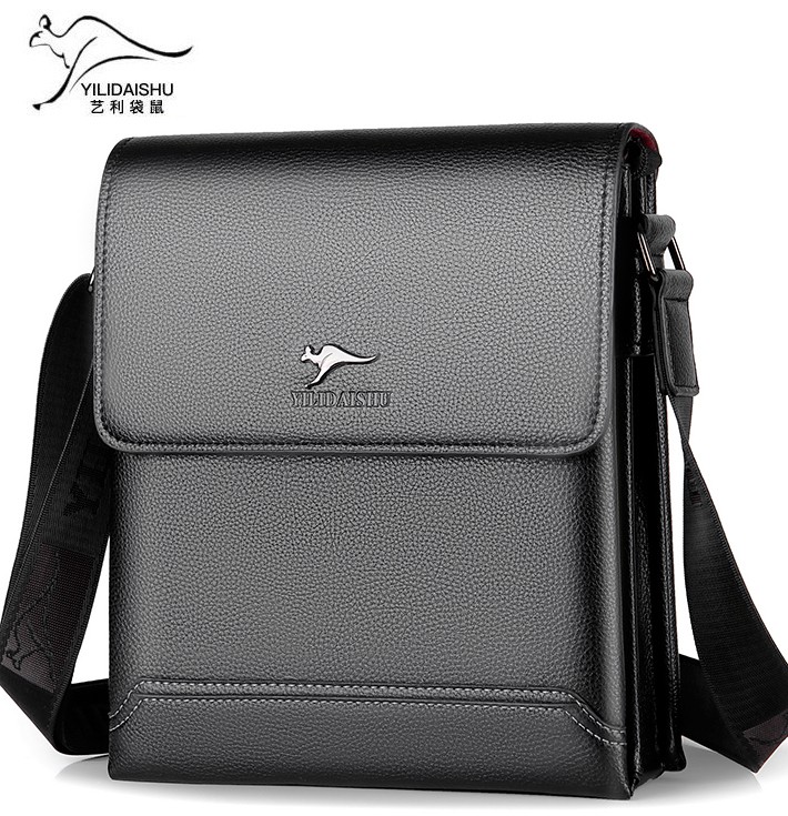 Yili Kangaroo Men's Bag Genuine Leather Shoulder Messenger Bag Casual Fashion Business Men's Leather Bag Briefcase Vertical Backpack