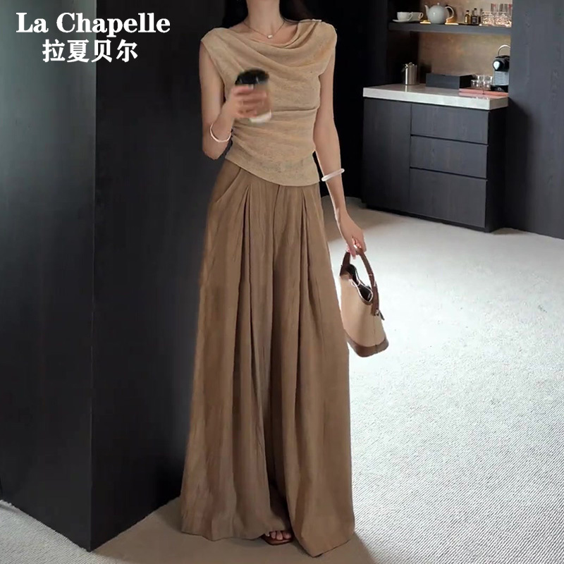 Linen Wide-Leg Culottes for Women, Summer 2026 New Style, High-Waisted, Loose, Drapey, Body-Covering, Wrinkle-Resistant, Thin, Casual Cotton-Linen Pants