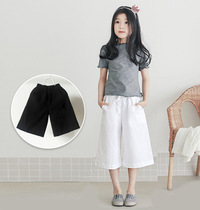 2021 China University Childrens Wear Girls Loose Legs Capri pants Girls Joker Simple Casual Casual Summer Clothing Cotton Pants