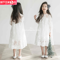 Girls Lace Dress 2020 Spring Dress Chinese Children Super Fairy Korean version of net red princess dress dress parent-child