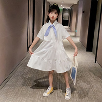 2020 Summer New CUHK Tong School Wind Dress Girl Foreign Air Princess Skirt Child Pure Cotton Student Skirt