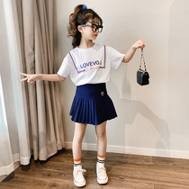 Childrens clothing 2021 Summer clothes New CUHK Childrens Yanqi College Wind suit Girls short sleeves Short skirt Students wear two sets