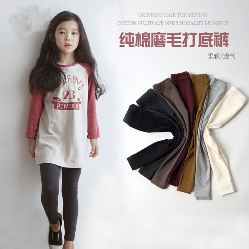 Springwear new basic style girls' thick leggings children's cotton versatile slim slim small leg pants stretch long pants