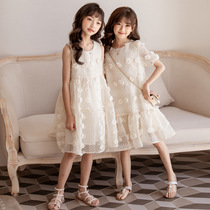 2020 Summer new girl Three-dimensional embroidered lace dress in the big child girl sleeveless princess dress