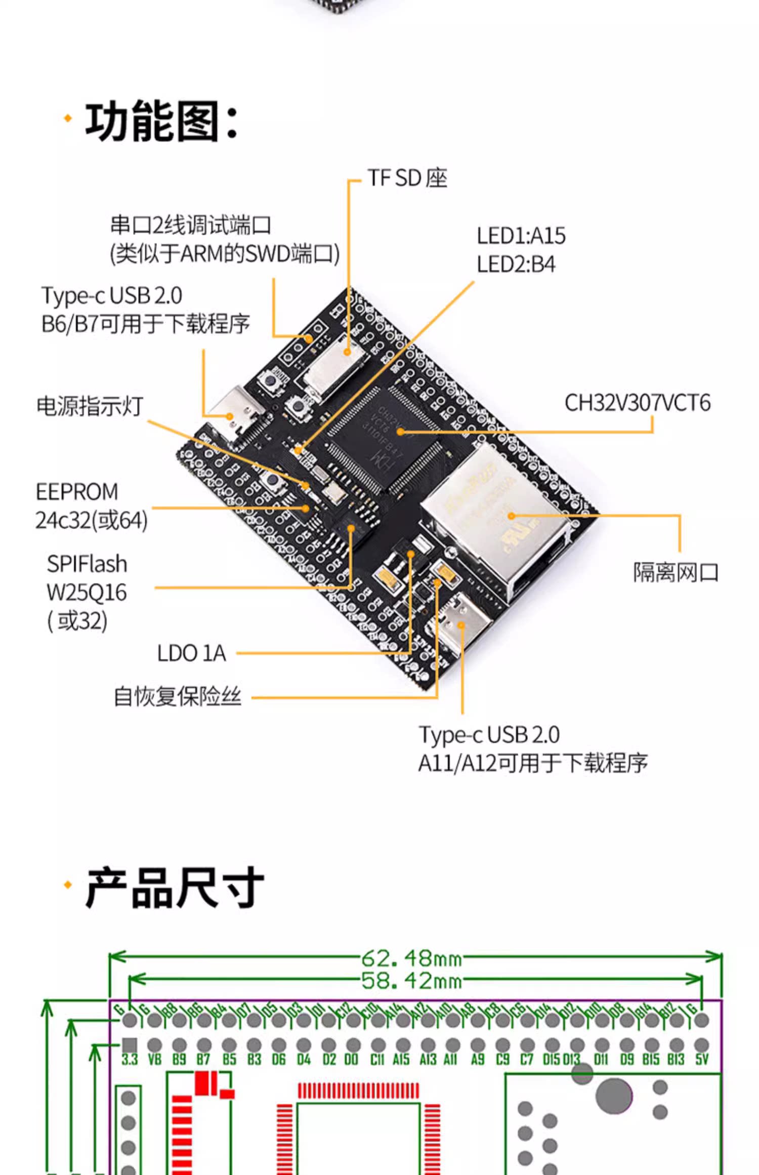 CH32V307VCT6核心板单片机开发板 32位RISCV控制器 支持RT-Thread-阿里巴巴