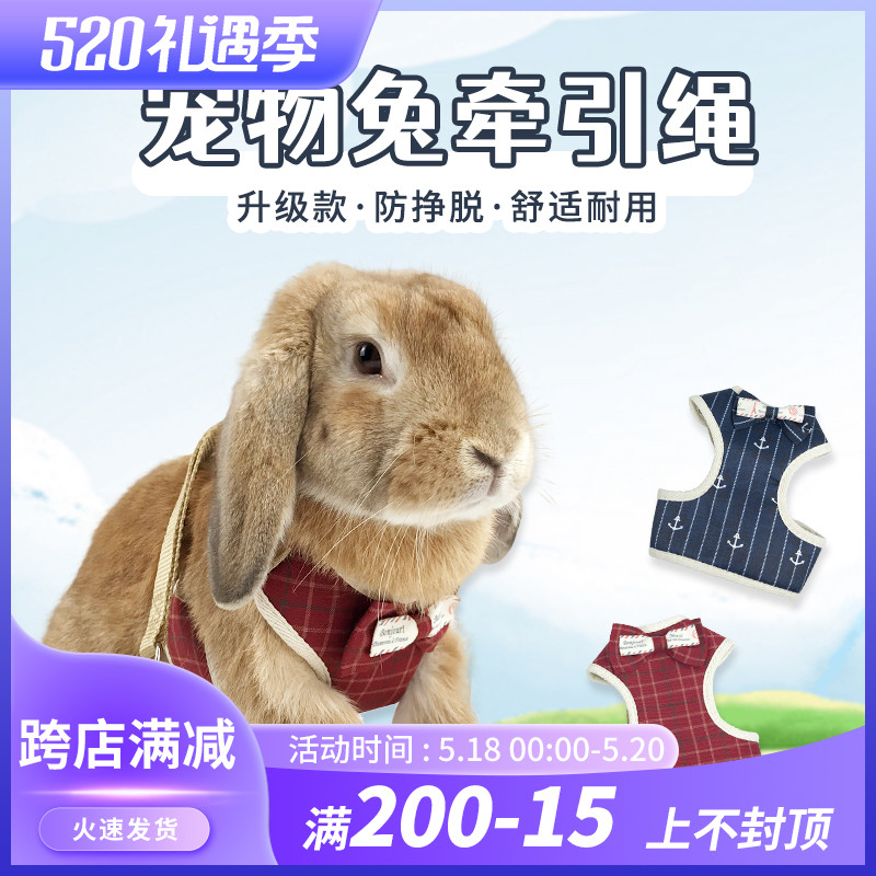Pet Rabbit Vest Type Traction Rope Anti Bite Anti-Escape Chain Son Out Special Rabbit Rabbit God Instrumental Adjustable