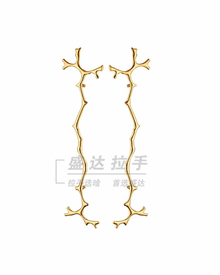 Pure copper tree branches Branches Wooden Door Handle Hotel Clubhouse Glass Door door lobby door to personalize handle gold
