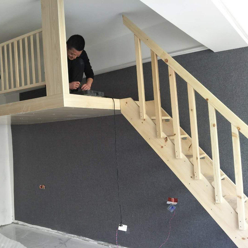 Engineering solid wood staircase attic ladder home duplex attic staircase straight ladder factory direct sales custom climbing wooden ladder