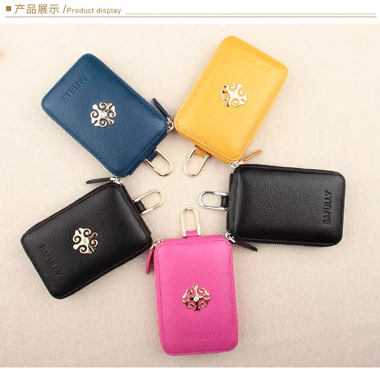 Ba Fu Li home key bag nữ lớp đầu tiên bằng da bò đa năng đa năng shop ví móc khóa