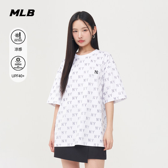 25 New MLB 커플 단축 남성과 여성 NY 레트로 올드 플라워 풀 프린트 라운드 목 캐주얼 스포츠 티셔츠 3ATSM0253