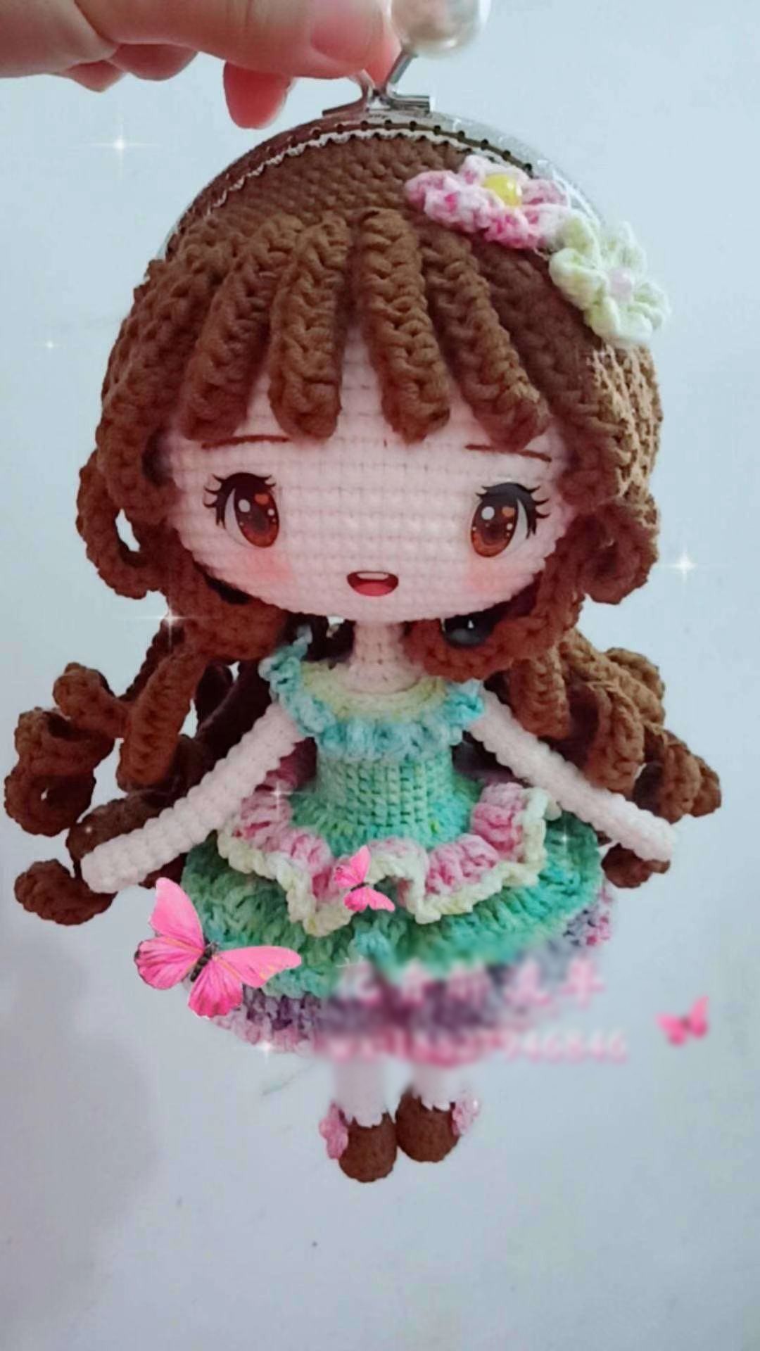 (Non-finished product leave a mailbox) Crochet 10 5cm Yingchun girl mouth gold-covered woolen knitting manual illustration