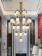 New Chinese-Style Villa with a Large Chandelier in the Open Living Room, Modern Chinese Style 6m Loft Duplex Apartment Hotel Restaurant Light