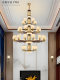 New Chinese-Style Duplex Building Large Chandelier Villa Living Room Open Space Chinese Style Four-Story Hotel Lobby Staircase Long Lamp