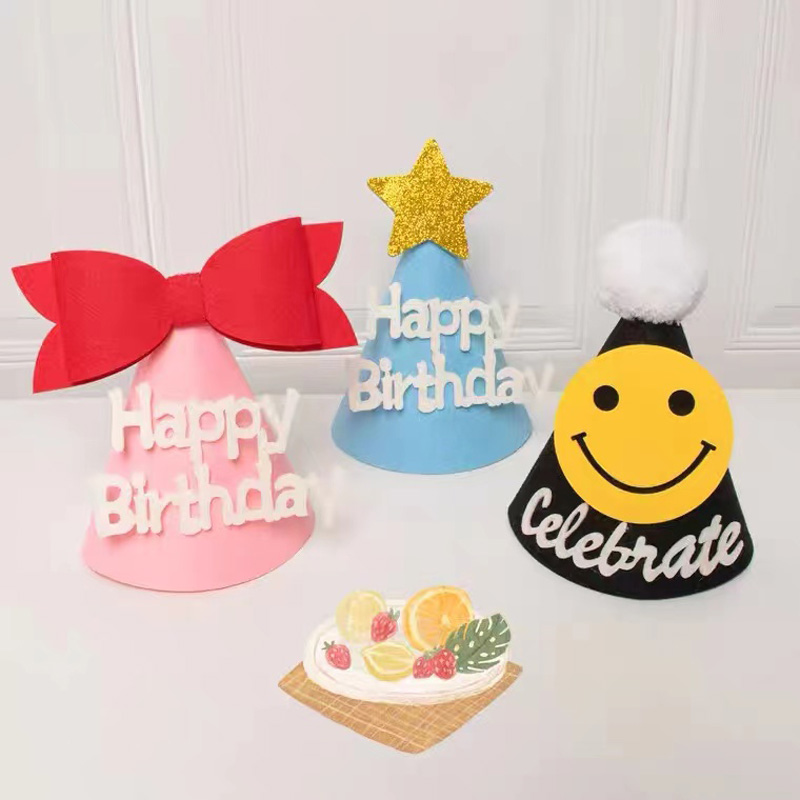 Ins Hàn Quốc lưới sinh nhật màu đỏ nơ nụ cười mũ bánh dễ thương em bé một tuổi công chúa ảnh - Bữa Tiệc Cho Ba A