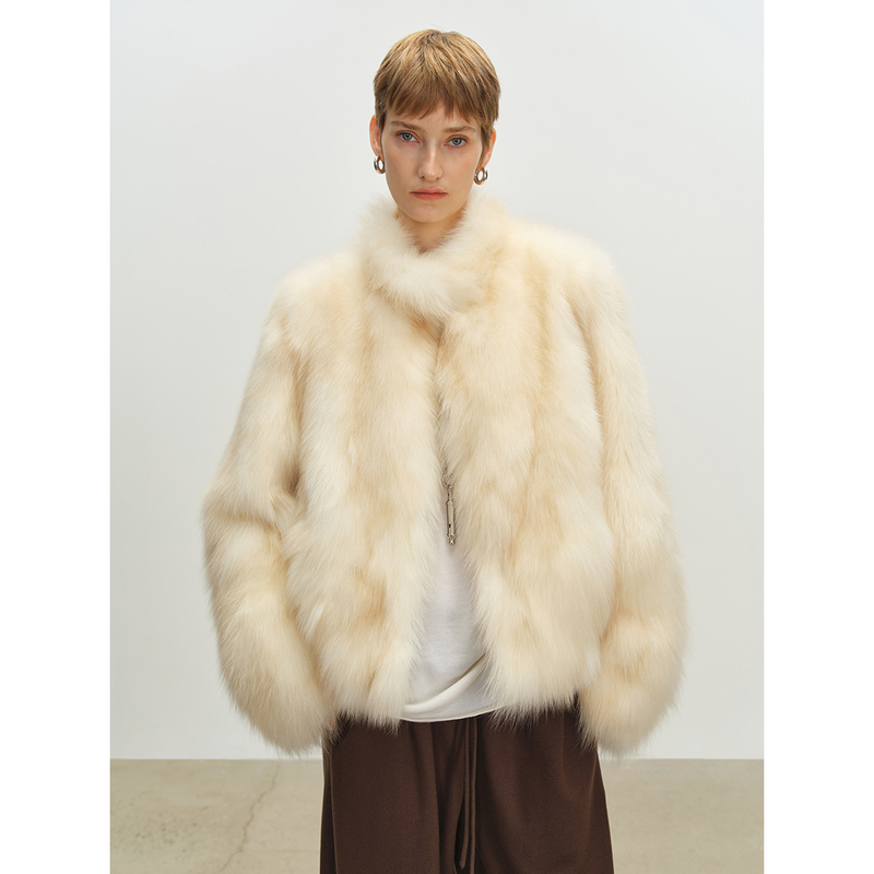 Msbeast High-Quality, Practical Small Stand-Up Collar, Regular Shoulder, Fashionable Two-Tone White Fox Fur Coat | Seoul Moonlight Msbeast High-Quality, Practical Small Stand-Up Collar, Regular Shoulder, Fashionable Two-Tone White Fox Fur Coat | Seoul Moonlight