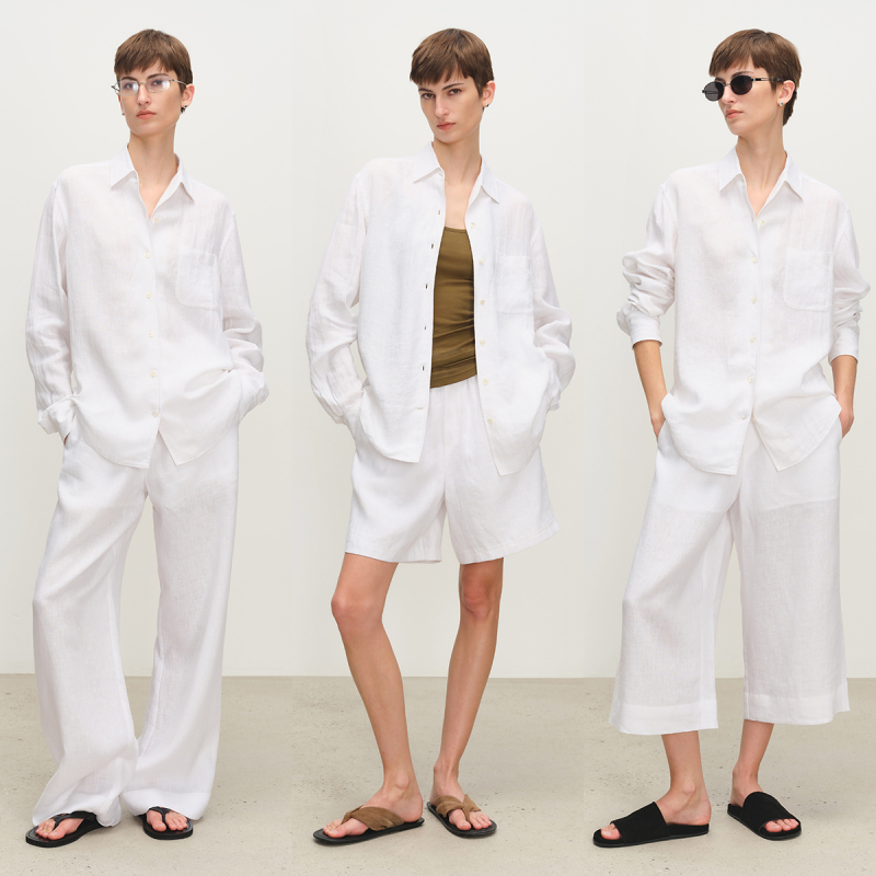 Msbeast Minimalist White Suit Anti-Wrinkle Linen Shirt for Women Old Money Style Elastic Waist Air Pants/Shorts Msbeast Minimalist White Suit Anti-Wrinkle Linen Shirt for Women Old Money Style Elastic Waist Air Pants/Shorts