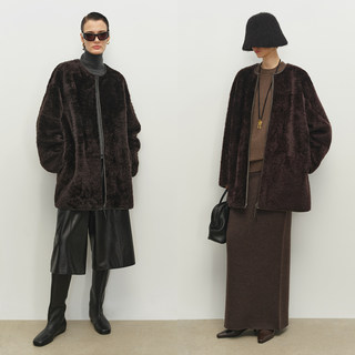 Msbeast Light and Warm Simple Leather-Trimmed R0W Micro-Cocoon Silhouette Spanish Starman Fur Integrated | Tokyo Obsidian