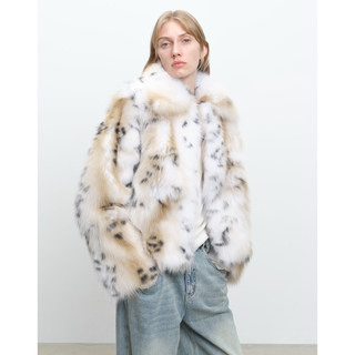 Msbeast Heavy Industry Two-Color Leopard Print Imported from Finland White Fox Lapel Fur Short Jacket | the Wizard of oz in the Snow